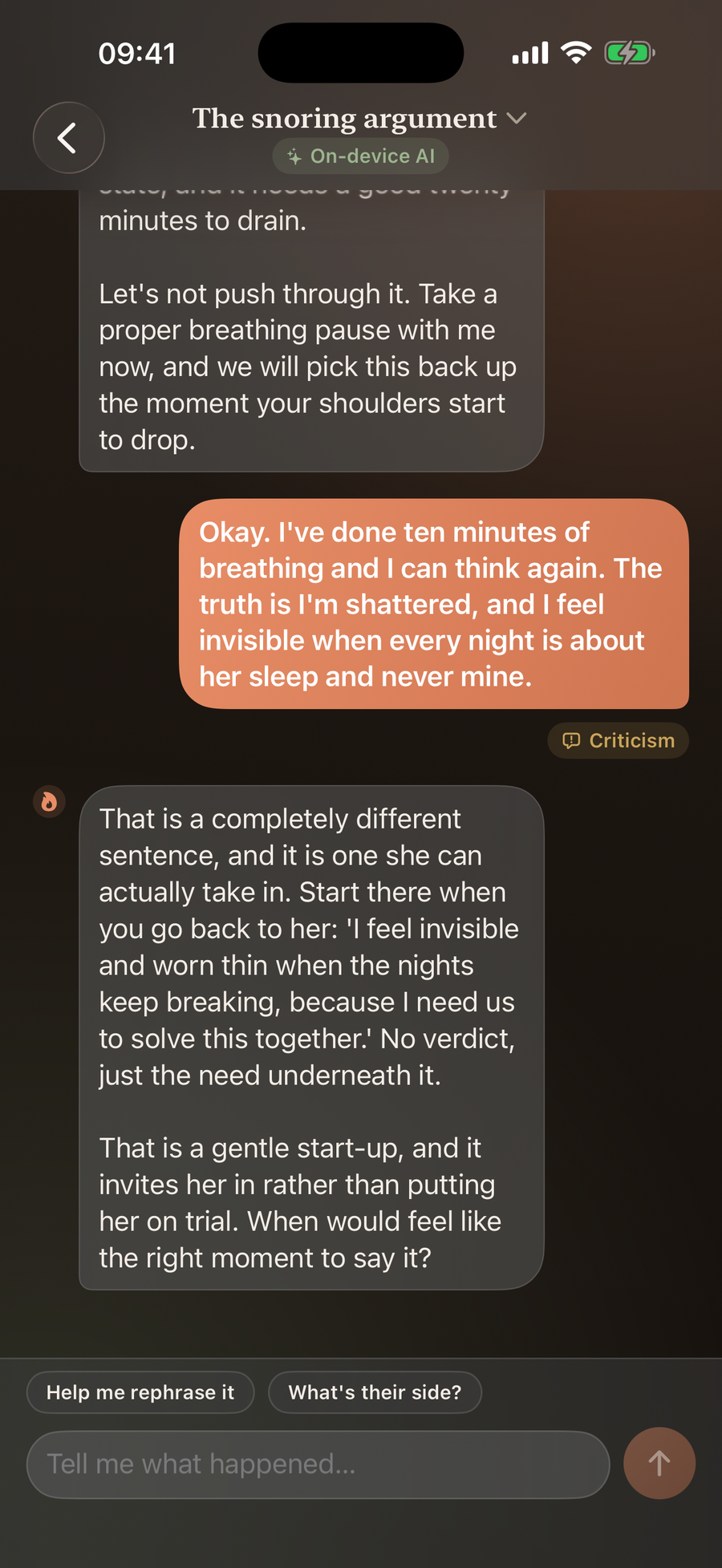 Simply Calm coach chat mediating a disagreement