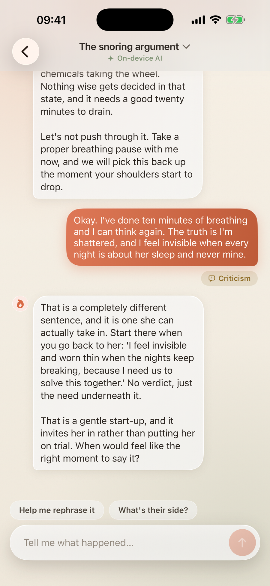 Simply Calm coach chat mediating a disagreement