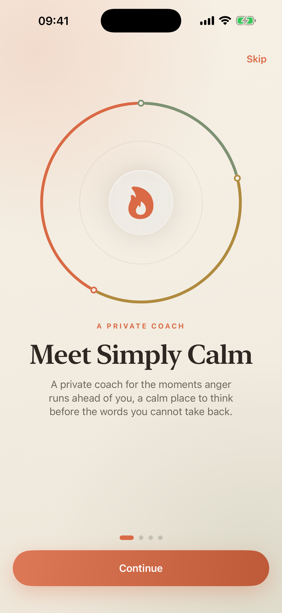 Simply Calm onboarding screen